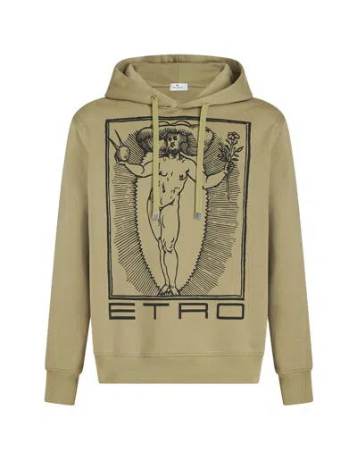 Etro Olive Green Hoodie With Graphic Print