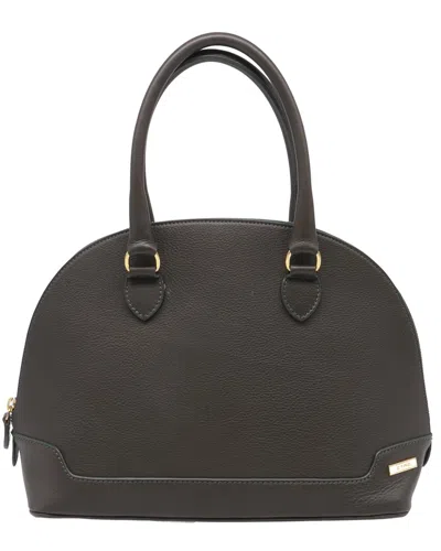 Pre-owned Etro Olive Leather Zipped Dome Top Handle Bag (authentic Pre-loved) In Brown