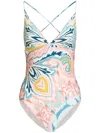 Etro All-over Graphic-print Swimsuit In Multicolour