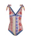 Etro Printed Tie-shoulder One-piece Swimsuit In White