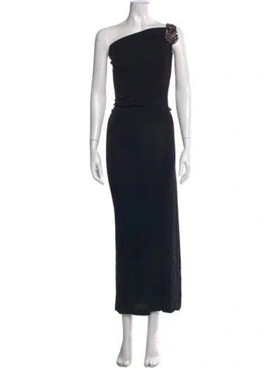 Pre-owned Etro One-shoulder Long Dress In Black