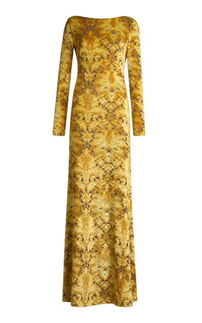 Etro Open Back Jersey Maxi Dress In Yellow
