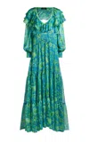 Etro Open Back Tiered Silk Maxi Dress In Animal Print