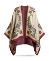 Etro White Blossom Cape In Print On Beige