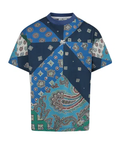 Etro Kids' Open-necked Black Shirt In Light Blue