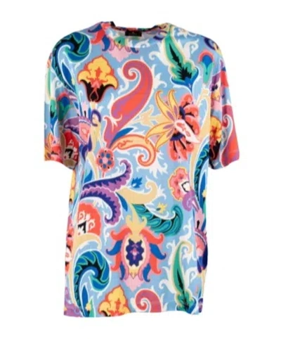 Etro Open-necked Black Shirt In Multicolor