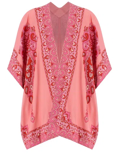 Etro Open Printed Poncho In Pink