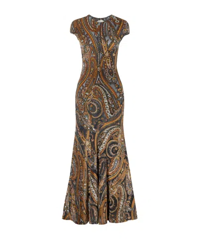 Etro Open-back Paisley Devoré-velvet Maxi Dress In Multi
