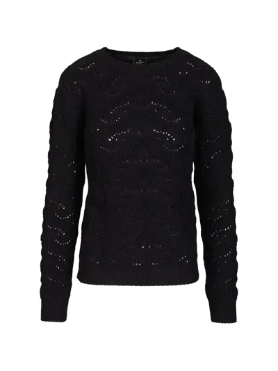 Etro Wool-blend Sweater With Paisley Detailing In Black