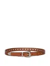 Etro Leather Belt With Openwork In Brown