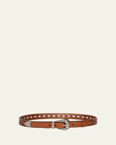 Etro Openwork Leather Belt In Pink