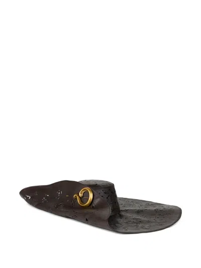 Etro Open-work Paisley Brooch Hat In Brown