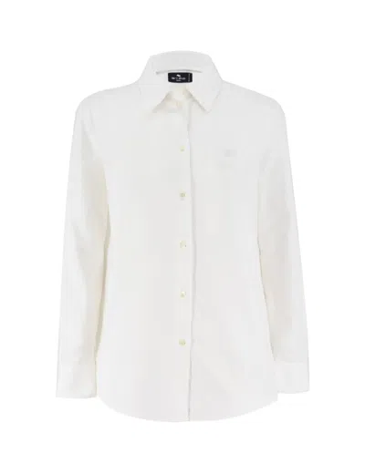 Etro Optical White Blouse With Classic Collar