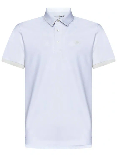 Etro Optical White Polo Shirt In Cotton Pique