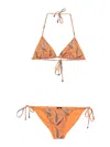 Etro Paisley-print Triangle Bikini In Orange