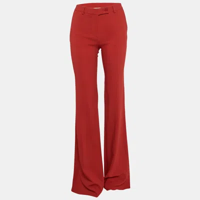 Pre-owned Etro Orange Crepe Wide Leg Pants M