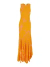 Etro Orange Long Dress With Semi-transparent Design And Cut Out Detail On The Back In Viscose Blend Woman In Orange