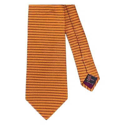 Pre-owned Etro Orange Purple Mixed Pattern Silk Tie