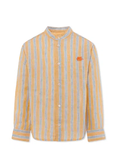 Etro Kids' Orange Shirt For Boy With Pegasus