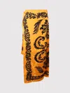 Etro Orange Skirt With Asymmetric Design And All-over Stencil Floral Print In Viscose Woman In Yellow & Orange
