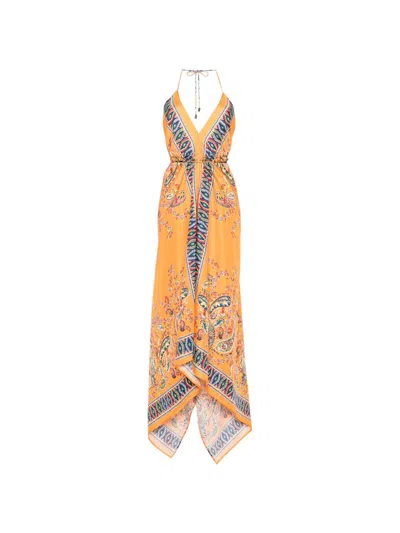 Etro Orange Straps Dress Multicolor