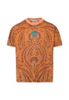 Etro Orange T-shirt For Boy With Iconic Paisley Print In Orange