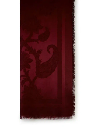 Etro Orfeo Burgundy Silk Blend Scarf In Multicolor