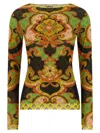 Etro Baroque Patterned Mesh Sweater In Multi