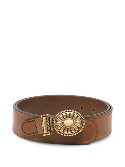 Etro Ornamental-buckle Leather Belt In Brown
