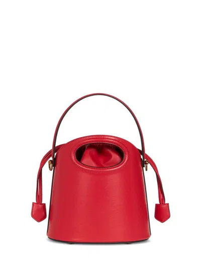 Etro Small Saturno Leather Bucket Bag In Red