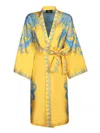 Etro Silk Kimono In Light Yellow And Sky Blue In Yellow
