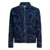 Etro Velvet Bomber Jacket With Print In Blue