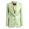 Etro Single-breasted Jacquard Jacket With Floral Motif In Green