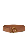 Etro Oval-buckle Suede Belt In Brown