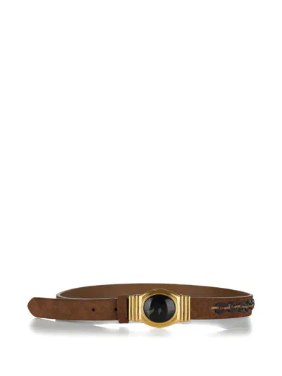 Etro Oval-buckle Belt In Brown