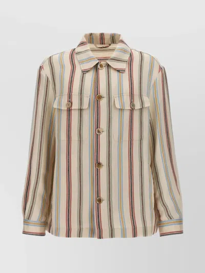 ETRO STRIPED LINEN OVERSHIRT