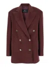 Etro Bordeaux Double-breasted Jacket With Logo Detail On Buttons In Red