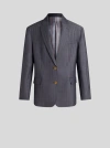 Etro Logo-engraved Buttons Oversized Jacket In Navy Blue
