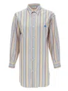 ETRO OVERSIZED MULTICOLOR SHIRT WITH STRIPE MOTIF AND PEGASUS EMBROIDERY