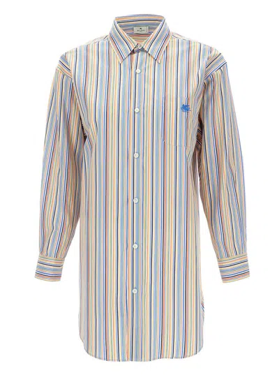 Etro 大廓型条纹棉质长袖衬衫 In Multicolor