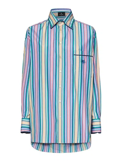 Etro Oversized  Striped Cotton Shirt In Multi