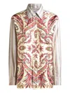 Etro Camicia Over In Cotone A Righe Con Stampa In Multi