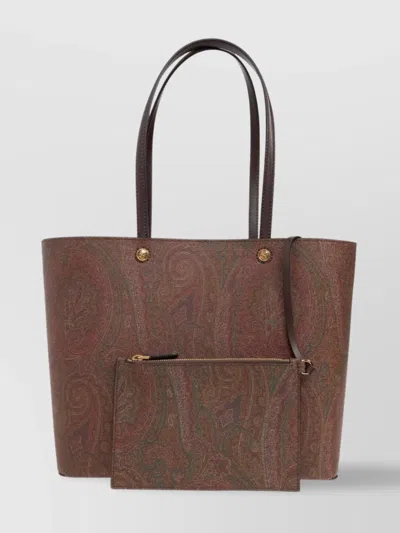 Etro Oversized Tote Double Handles In Silver