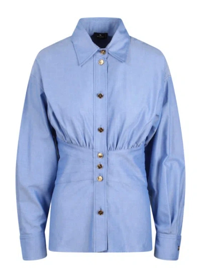 Etro Oxford Cotton Shirt In Purple