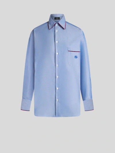 ETRO , OXFORD SHIRT WITH PEGASO DETAIL, WOMAN, LIGHT BLUE, SIZE 48