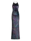 Etro Paisley-print Halterneck Maxi Party Dress In Multi