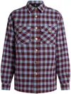 Etro Red And Light Blue Overshirt With Check Motif In Rot