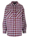 Etro Red And Light Blue Overshirt With Check Motif In Cotton Woman In Multicolor
