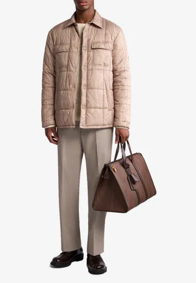 Etro Padded Paisley Overshirt In Sand