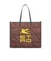 Etro Medium Paisley Nylon Tote Bag In Brown